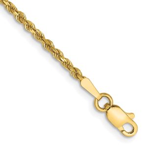 14k 1.75mm Diamond Cut Rope Chain Anklet