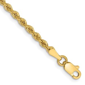 14k 2.5mm Regular Rope Chain Anklet