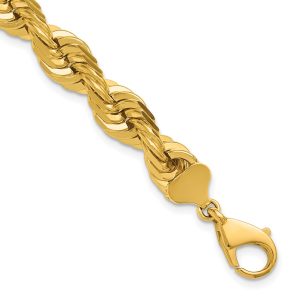 14K 10mm Diamond Cut Rope with Fancy Lobster Clasp Chain
