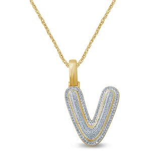 10k 0.26-0.41ct Charm "initial V"