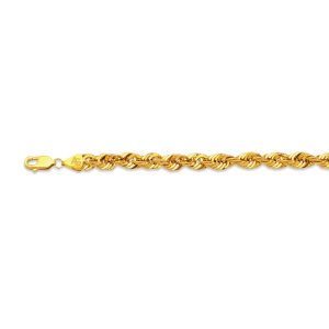 10k 7mm Yellow Gold Laser Rope 16"