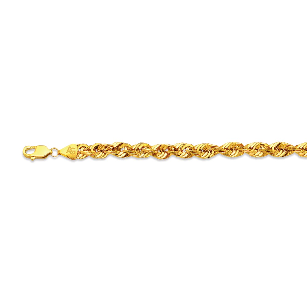 14k 7mm Yellow Gold Laser Rope 24"