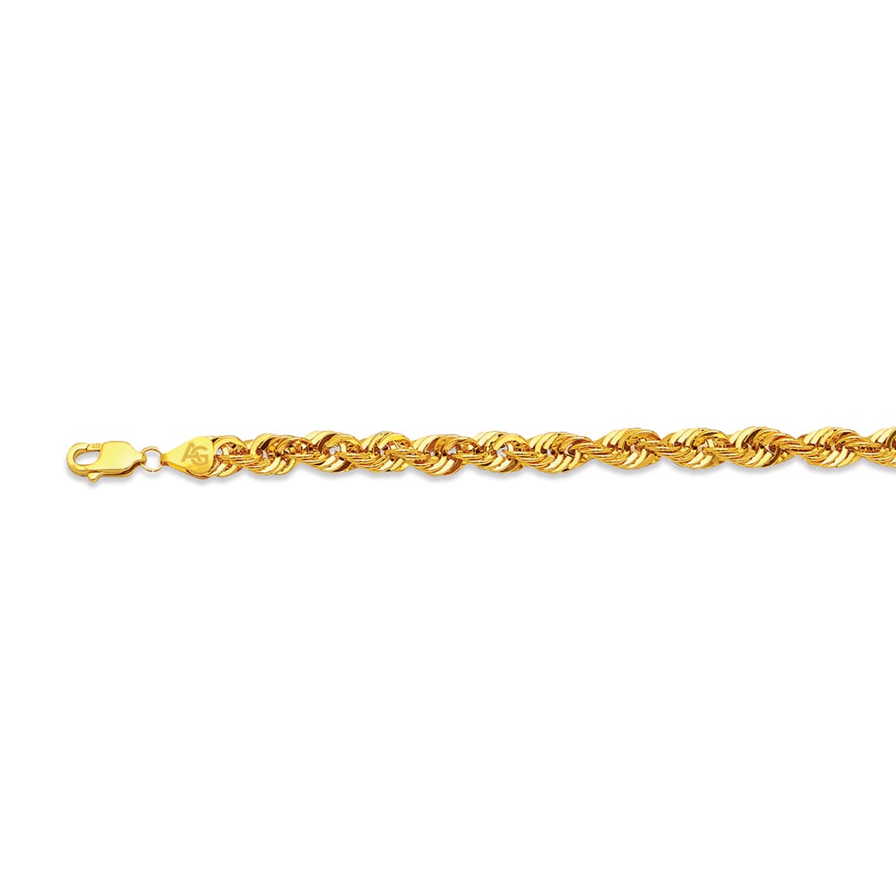 10k 6.5mm Yellow Gold Laser Rope 7"