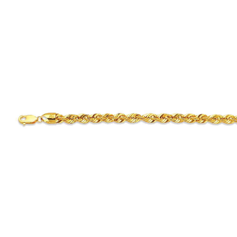 10k 5.5mm Yellow Gold Laser Rope 7.5"