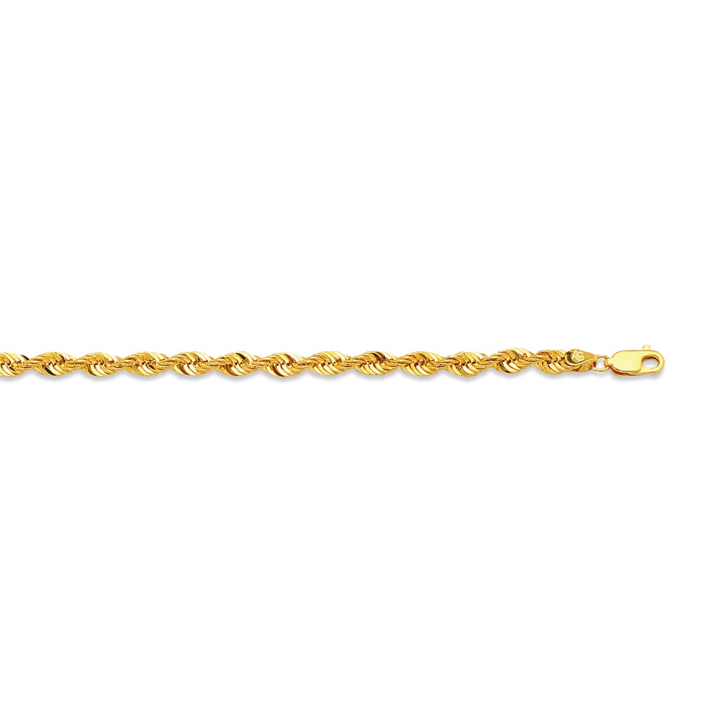 14k 4.5mm Yellow Gold Laser Rope 8"
