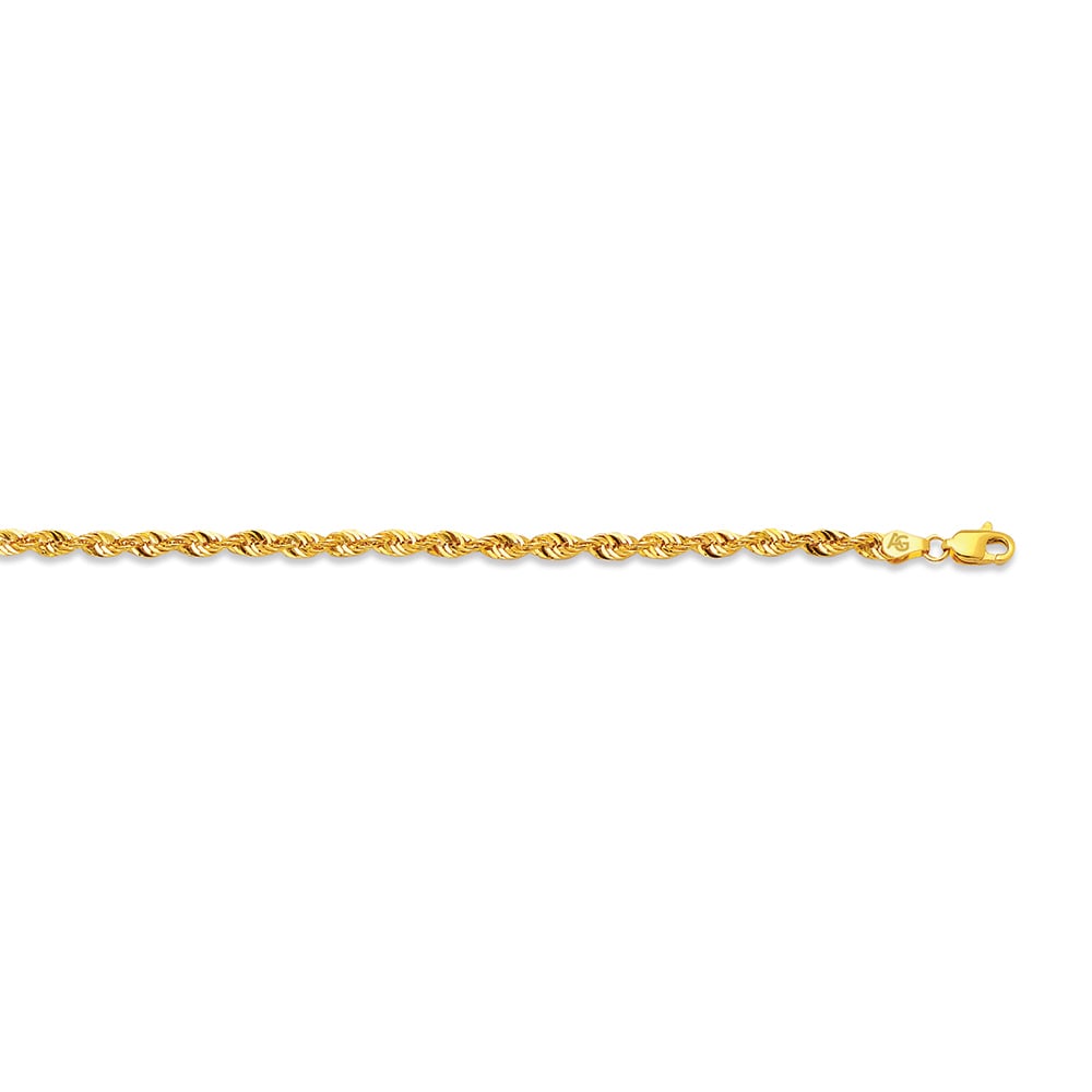 10k 3.27mm Yellow Gold Laser Rope 30"