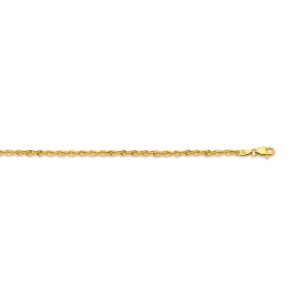 10K 2.52MM YELLOW GOLD LASER ROPE 7.5"