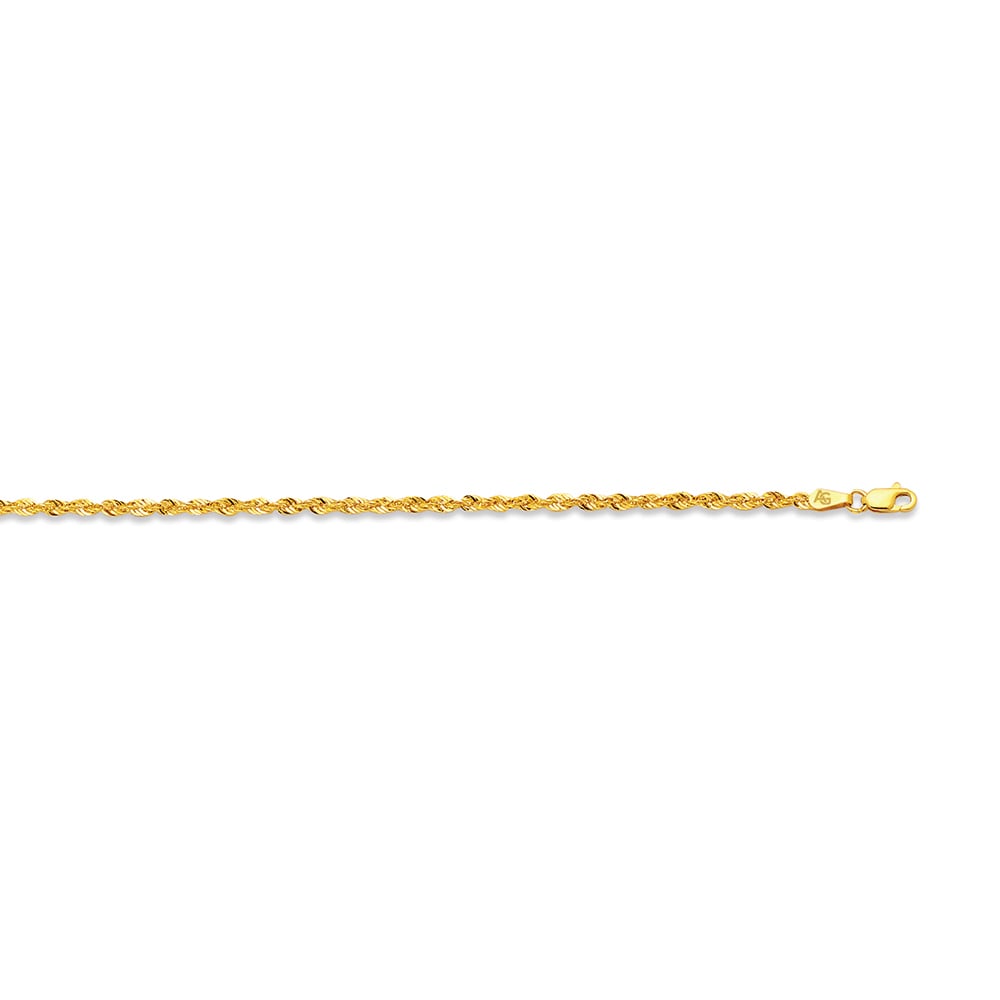 14k 2.3mm Yellow Gold Laser Rope 24"