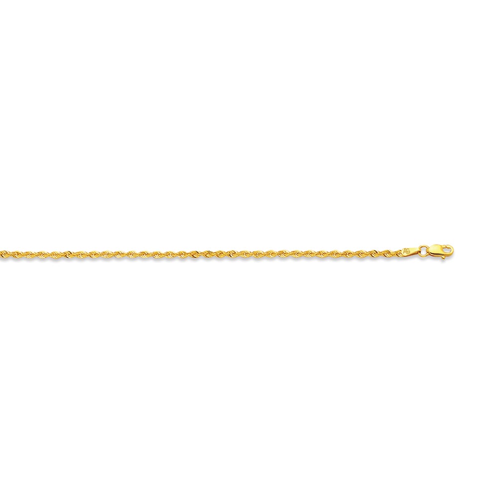 14k 1.9mm Yellow Gold Laser Rope 22"