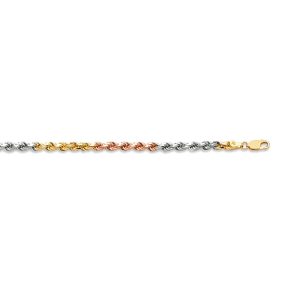 10k 4mm Tricolor Gold Solid Dc Rope 24"