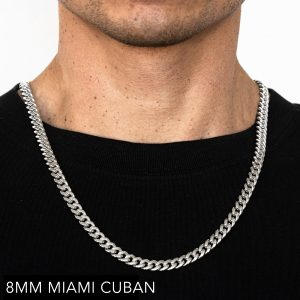 10k 8mm White Gold Solid Miami Cuban 22"