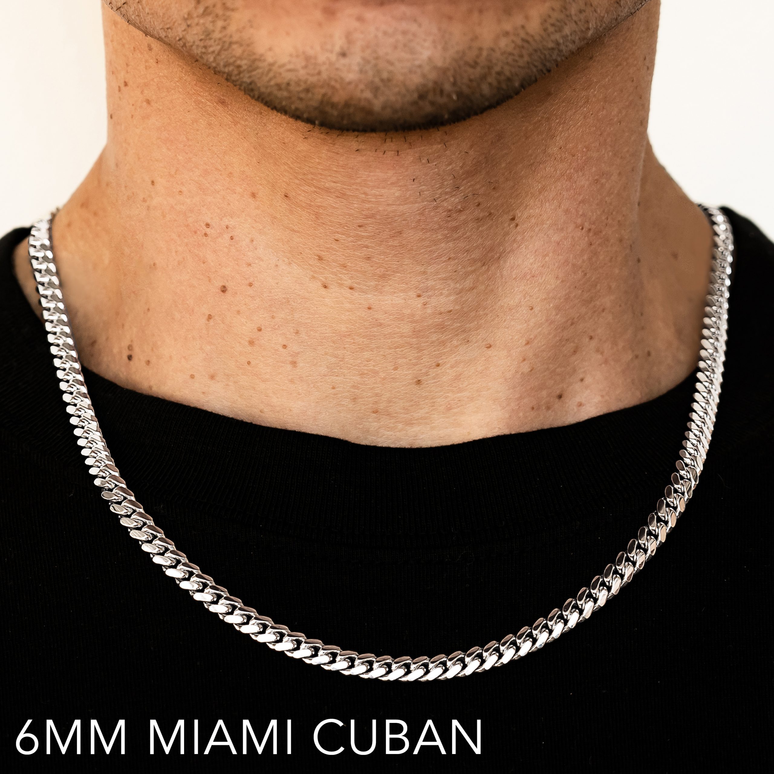 14k 6mm White Gold Solid Miami Cuban 24"