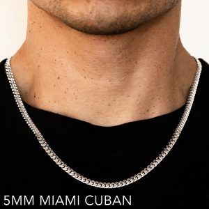 14k 5mm White Gold Solid Miami Cuban 16"