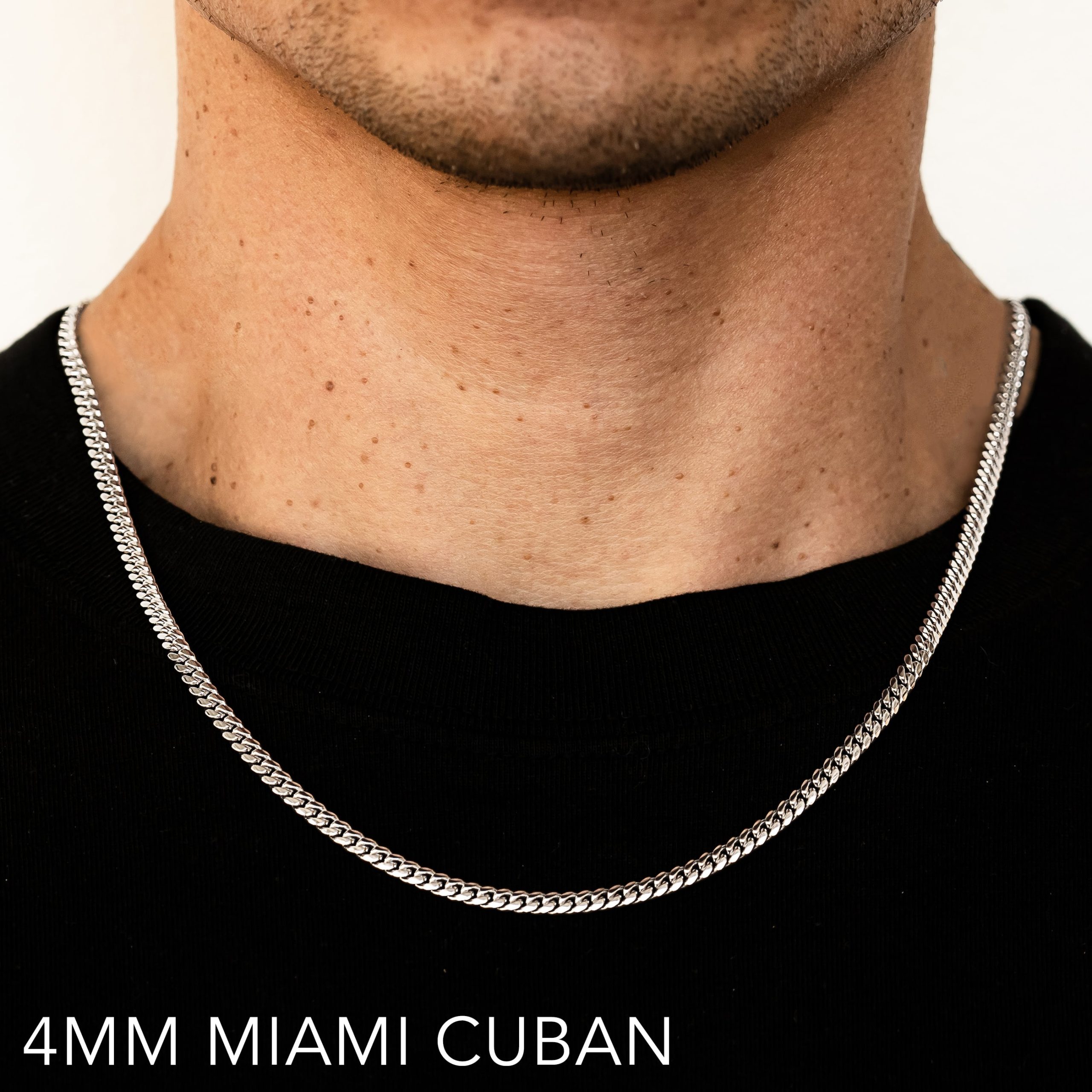14k 4mm White Gold Solid Miami Cuban 16"
