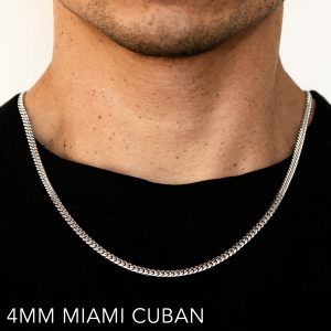 14k 4mm White Gold Solid Miami Cuban 30"