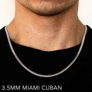 14k 3.5mm White Gold Solid Miami Cuban 16"