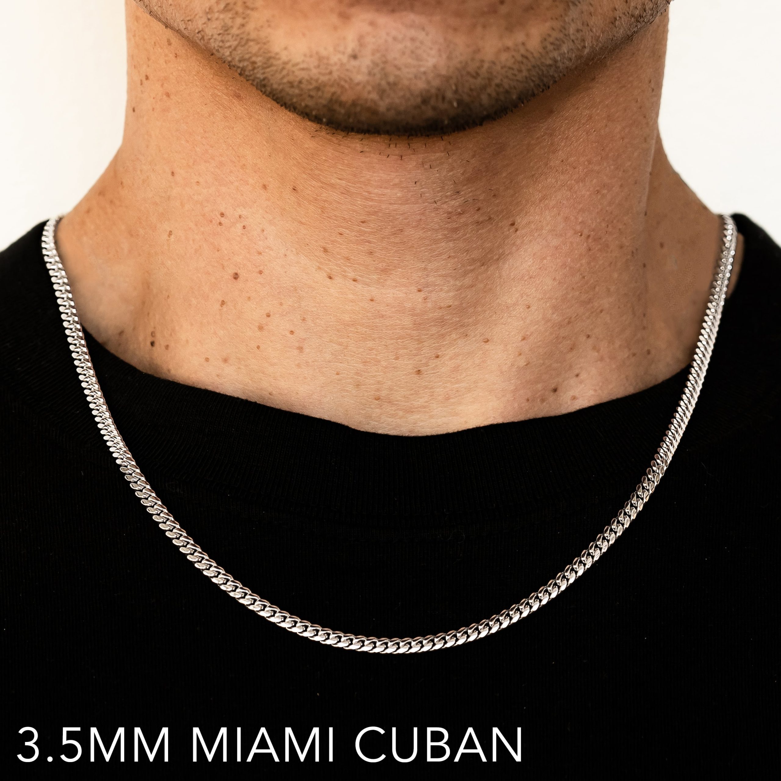10k 3.5mm White Gold Solid Miami Cuban 30"