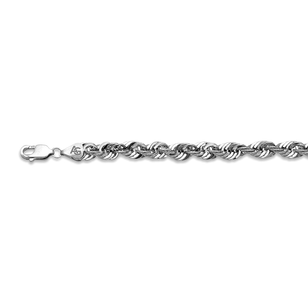 14k 7mm White Gold Laser Rope 8.5"