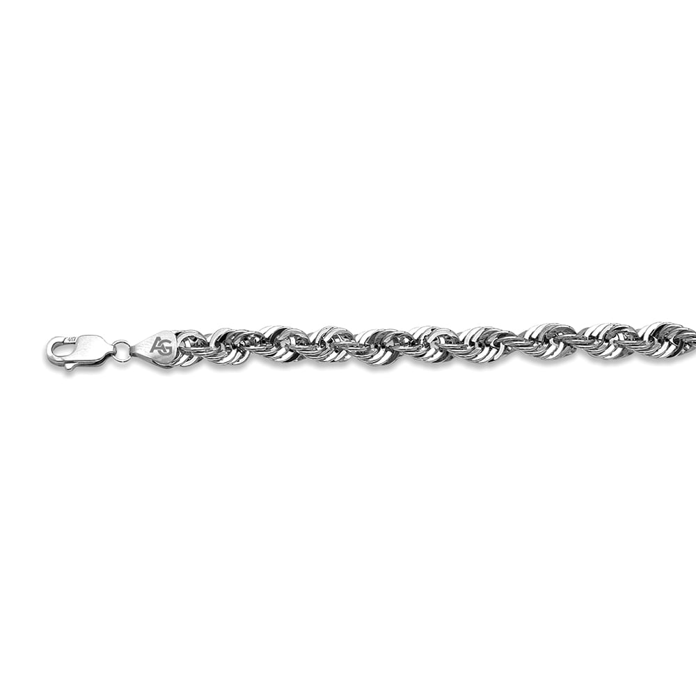 14k 6.5mm White Gold Laser Rope 7"