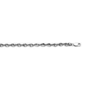 10k 4.5mm White Gold Laser Rope 18"