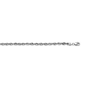 14K 3.27MM WHITE GOLD LASER ROPE 7.5"