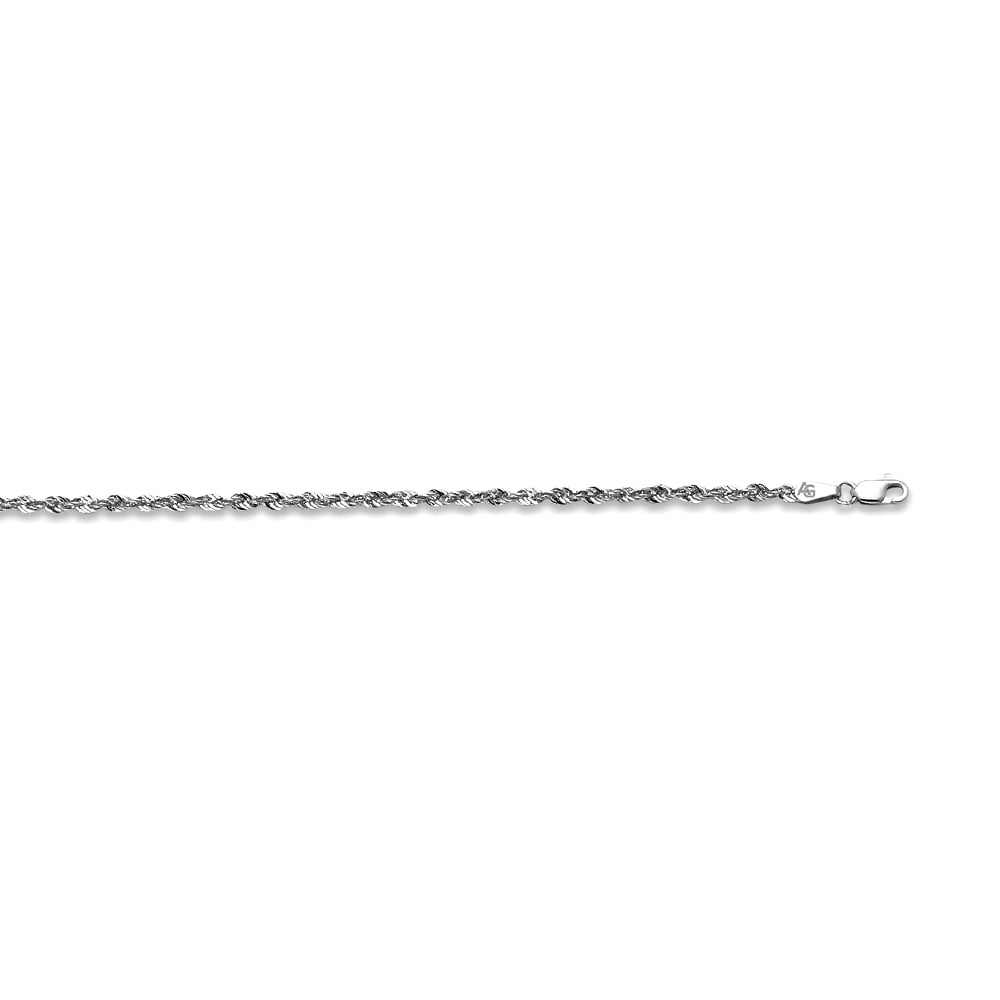14k 2.3mm White Gold Laser Rope 22"