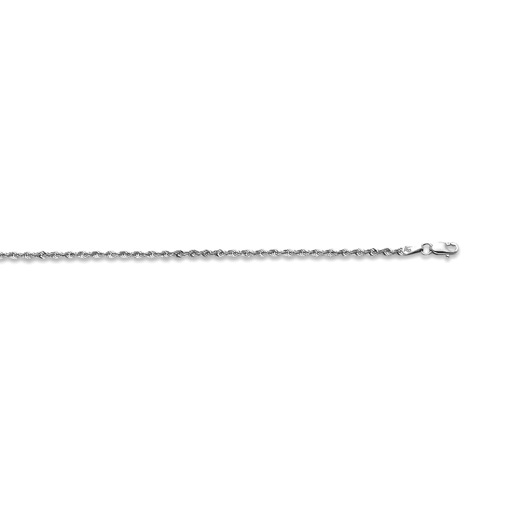 14k 1.9mm White Gold Laser Rope 7.5"