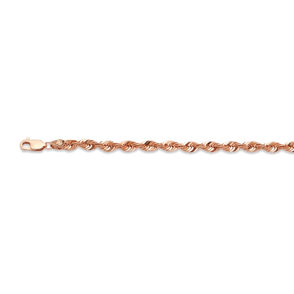 14k 4.5mm Rose Gold Laser Rope 24"