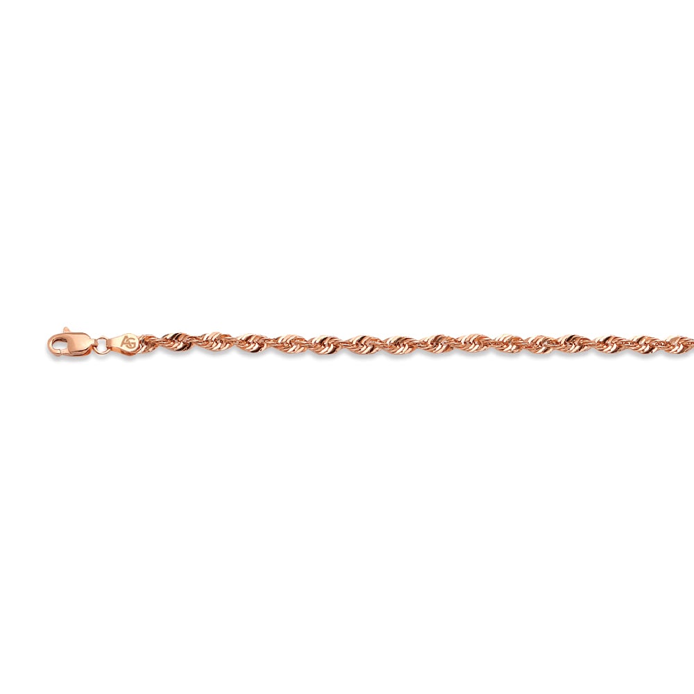 14k 3.27mm Rose Gold Laser Rope 24"