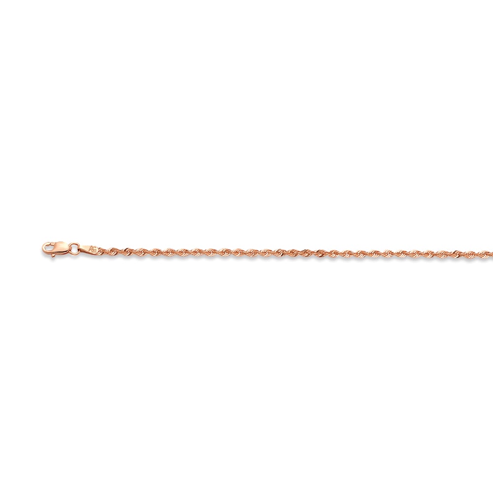10k 1.9mm Rose Gold Laser Rope 8"