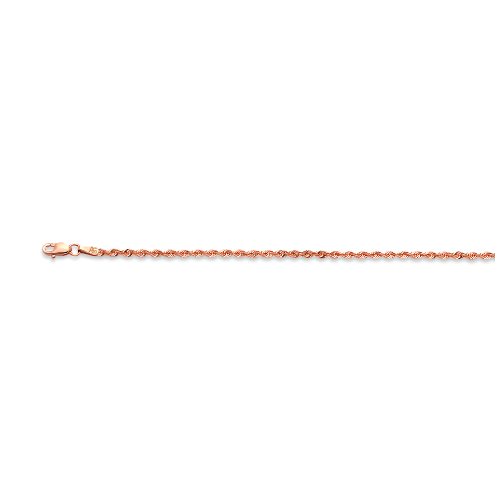 14k 1.9mm Rose Gold Laser Rope 16"