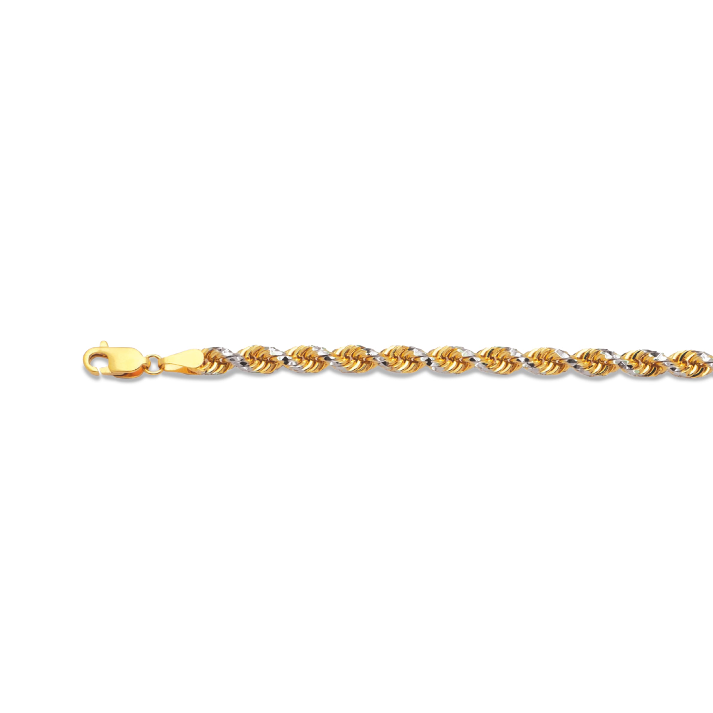 10k 5mm Two Tone Solid Diamond Cut Prism Rope 9"