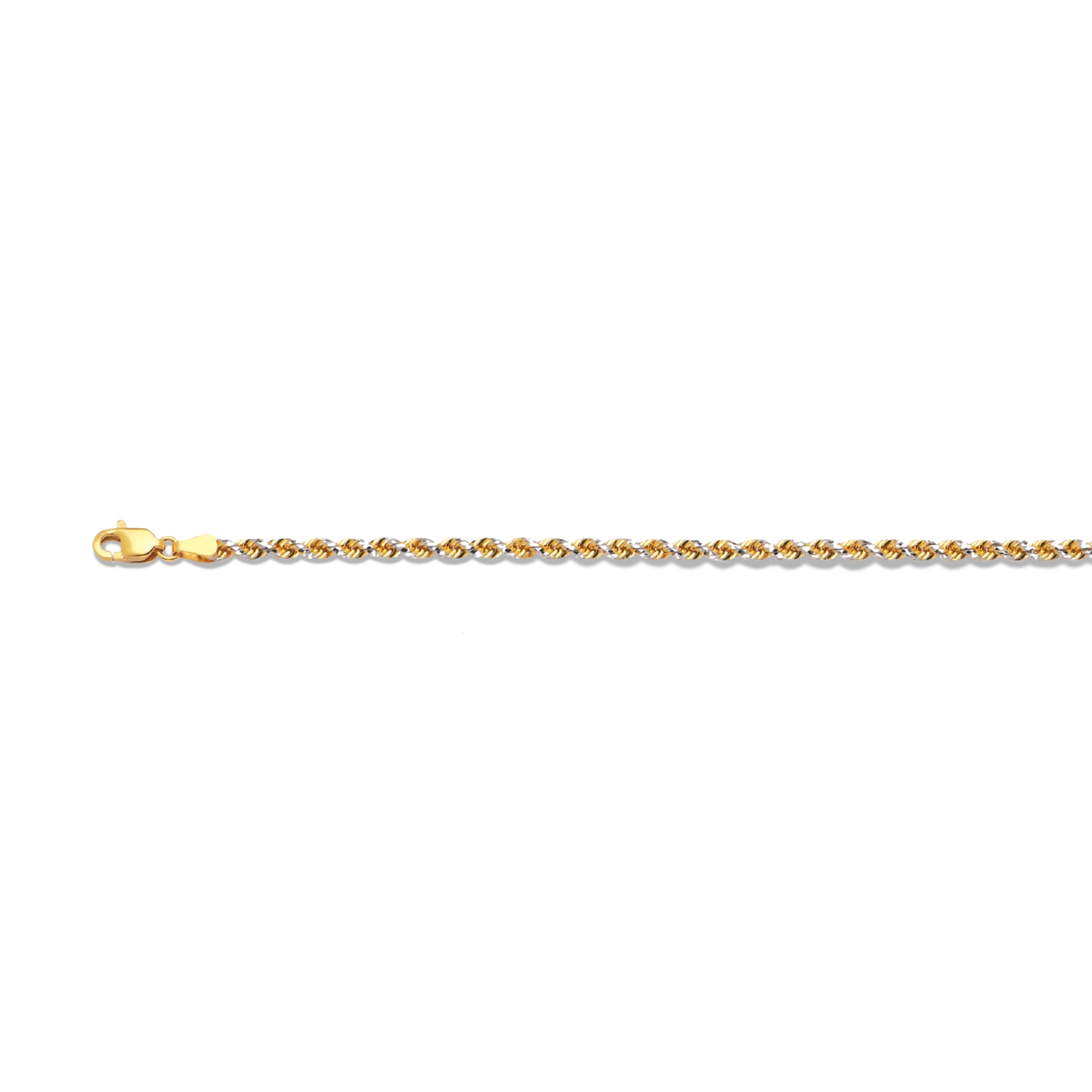 10k 2mm Two Tone Solid Diamond Cut Prism Rope 7.5"