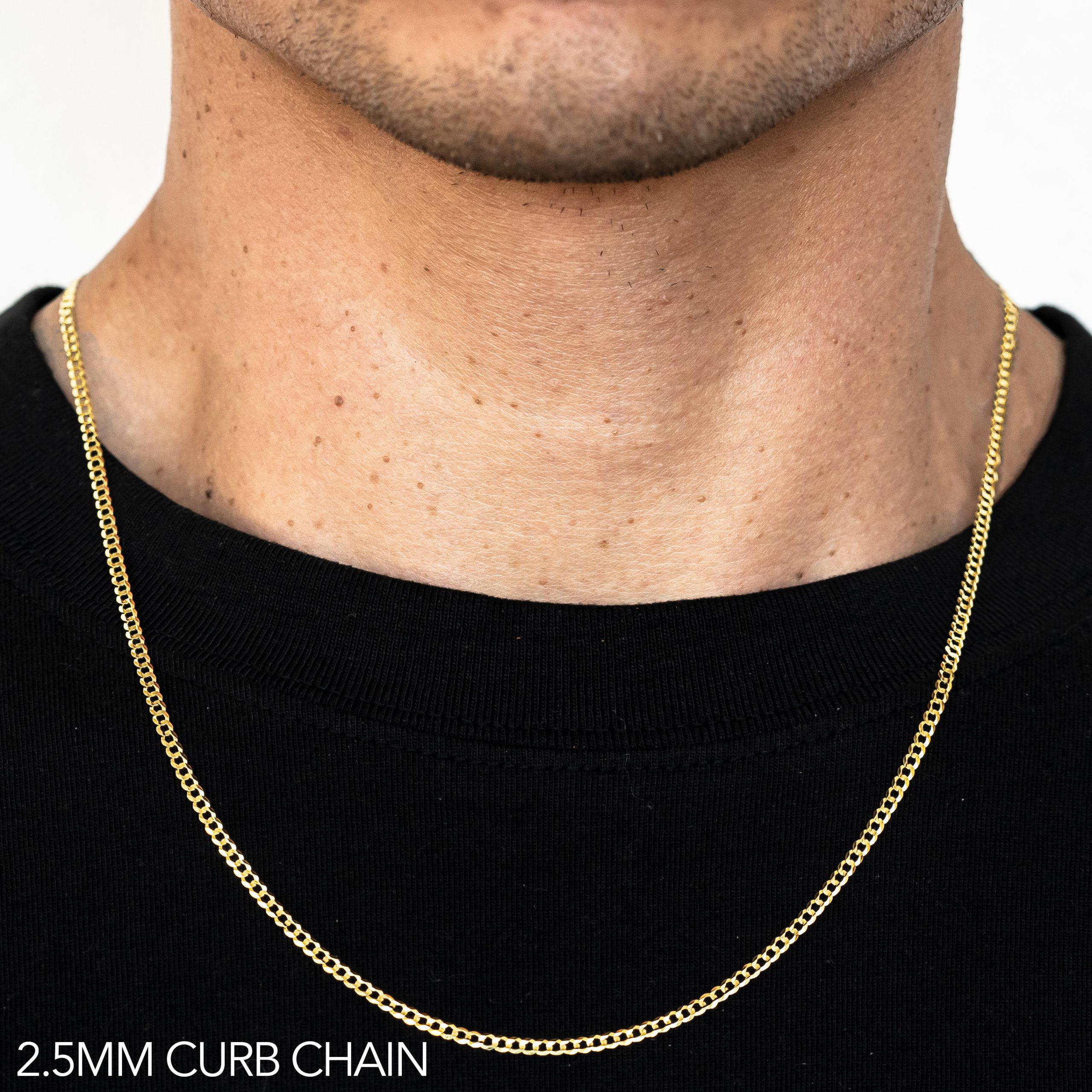 14k 2.5mm Yellow Gold Solid Curb 24"