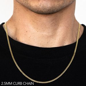 14k 2.5mm Yellow Gold Solid Curb 22"