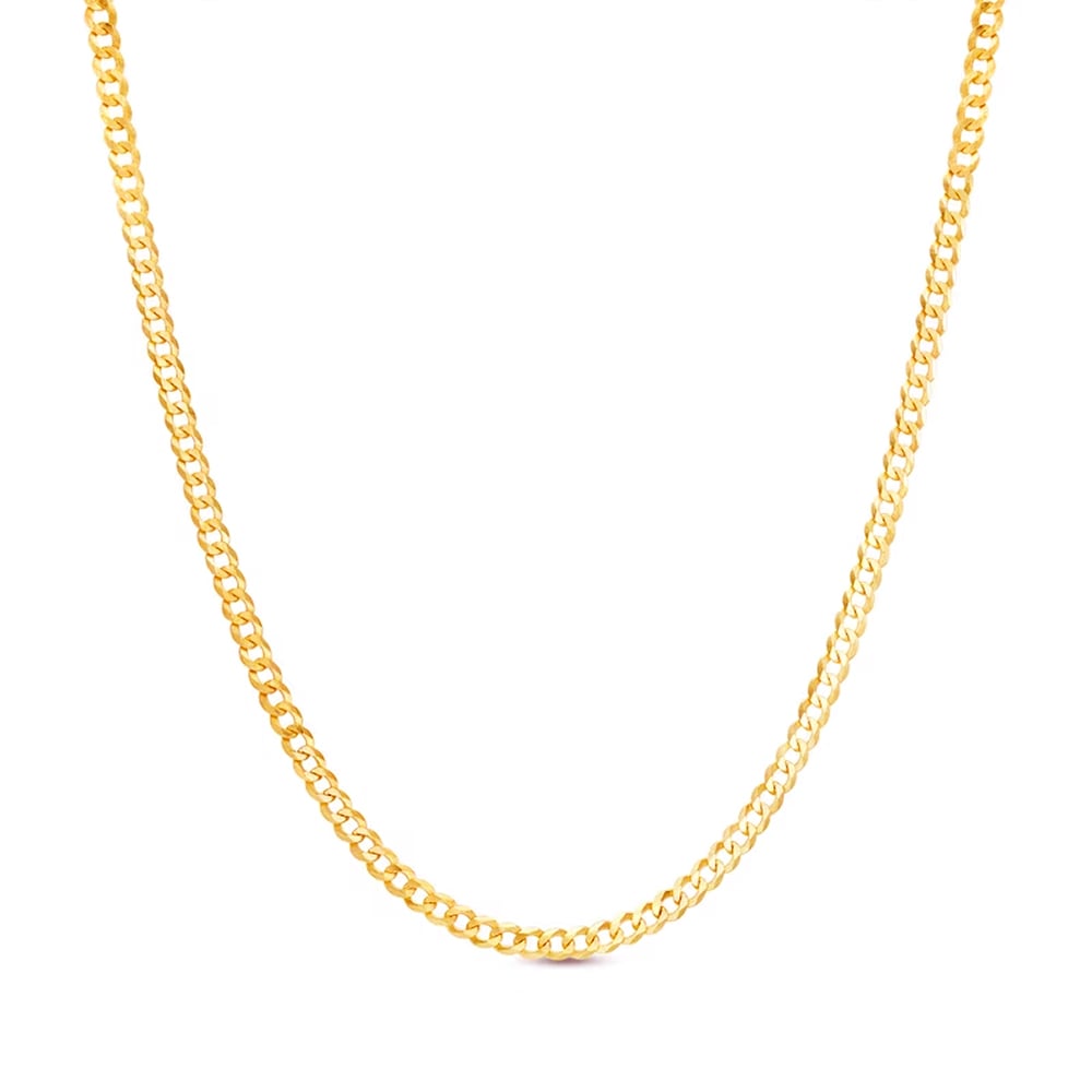14k 2.5mm Yellow Gold Solid Curb 18" - Image 2