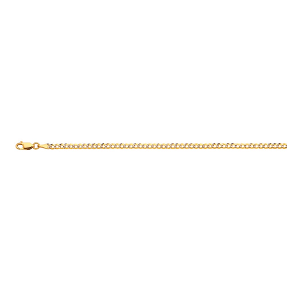 10k 2.5mm Yellow Gold Solid Pave Curb 22"