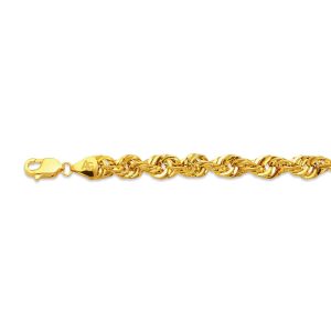 14k 10mm Yellow Gold Laser Rope 30"