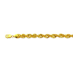 14k 8mm Yellow Gold Laser Rope 7.5"