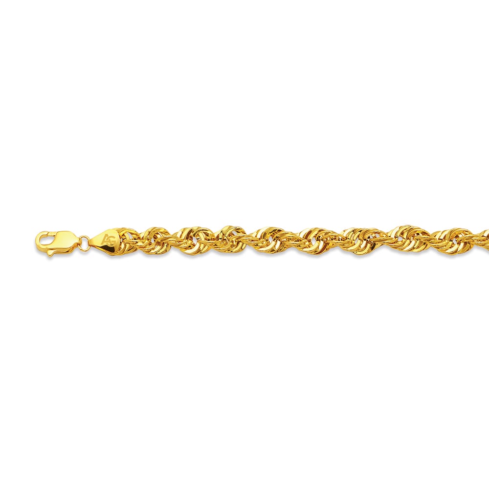14k 8mm Yellow Gold Laser Rope 30"
