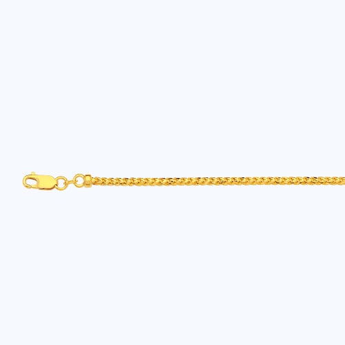 18k 2.2mm Yellow Gold Solid Diamond Cut Franco 26"