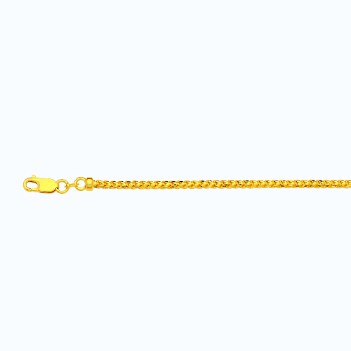 18k 2.2mm Yellow Gold Solid Diamond Cut Franco 28"