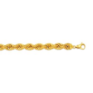 14k 12mm Yellow Gold Hollow Quint Rope 16"