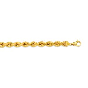 10K 10MM YELLOW GOLD HOLLOW QUINT ROPE 7"