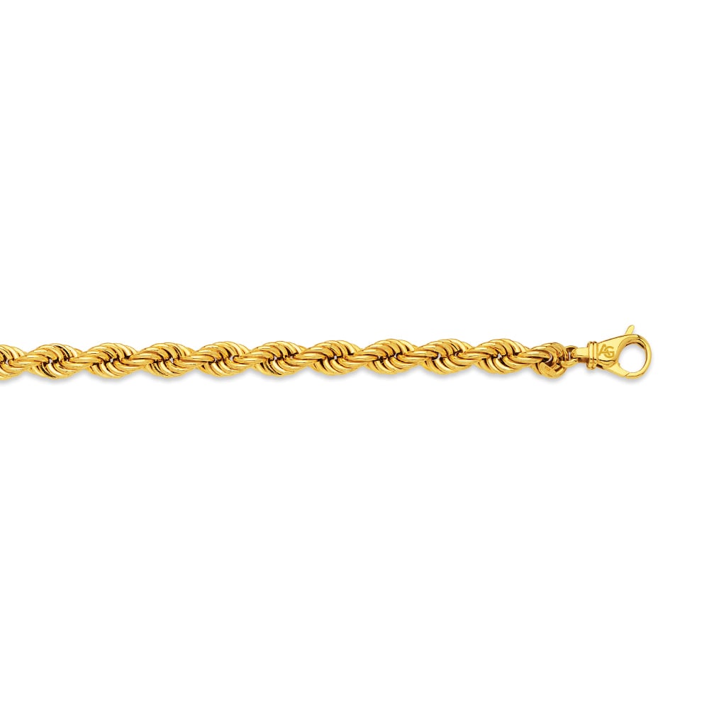 10k 8mm Yellow Gold Hollow Quint Rope 22"