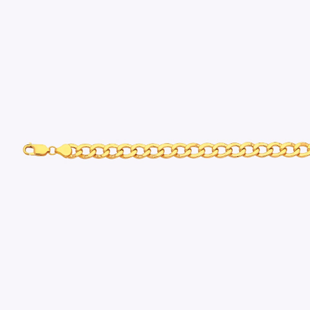 14k 7.5mm Yellow Gold Hollow Curb 16" - Image 2