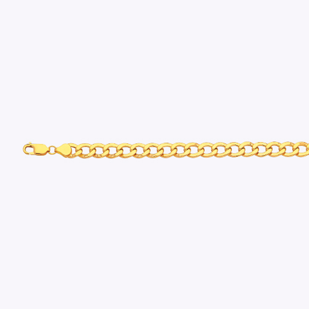 14k 7.5mm Yellow Gold Hollow Curb 26" - Image 2