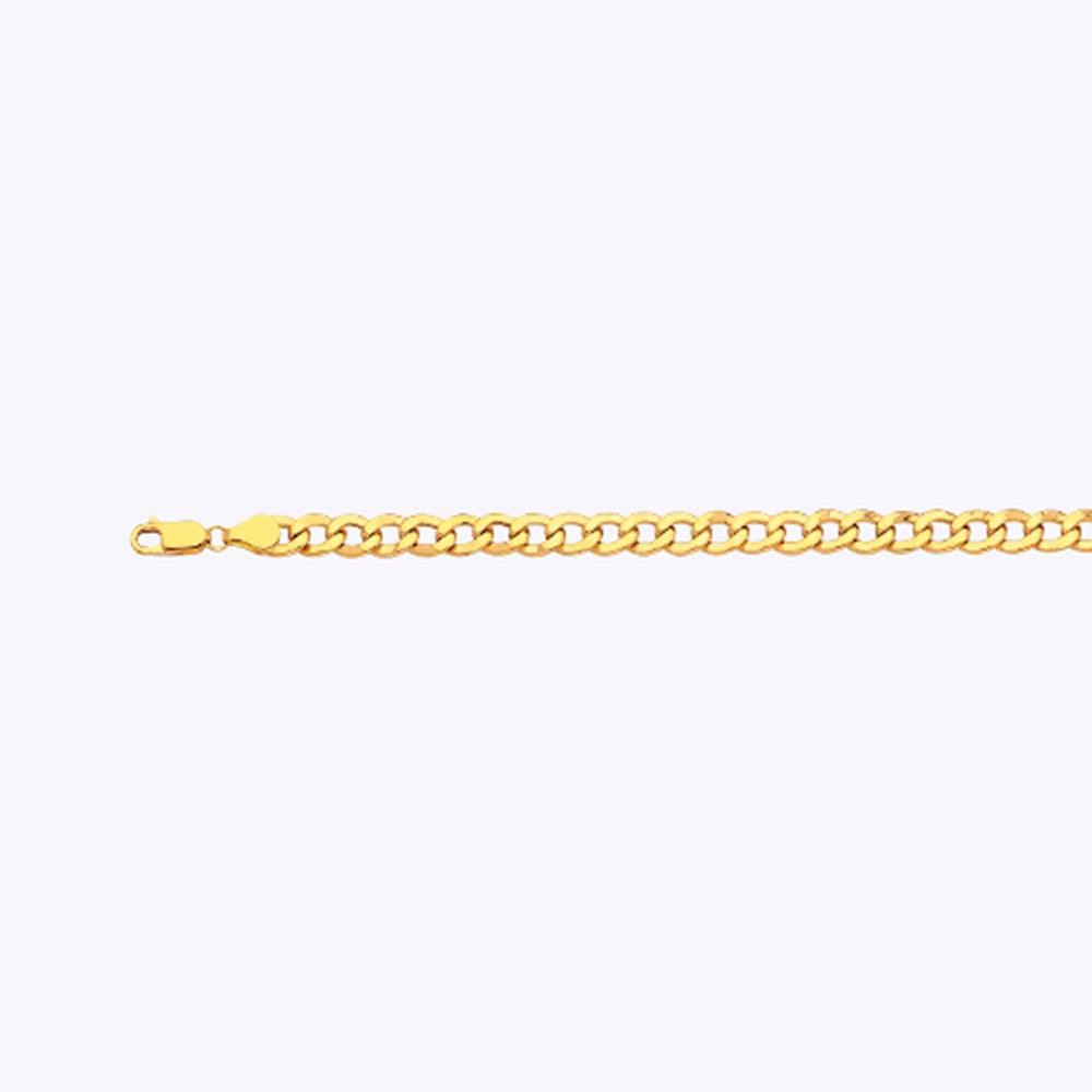 14k 6.5mm Yellow Gold Hollow Curb 24" - Image 2