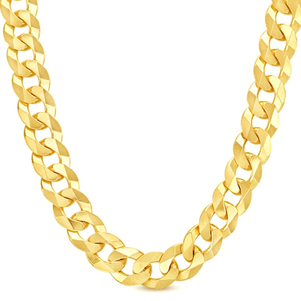 14k 14mm Yellow Gold Solid Curb 22"