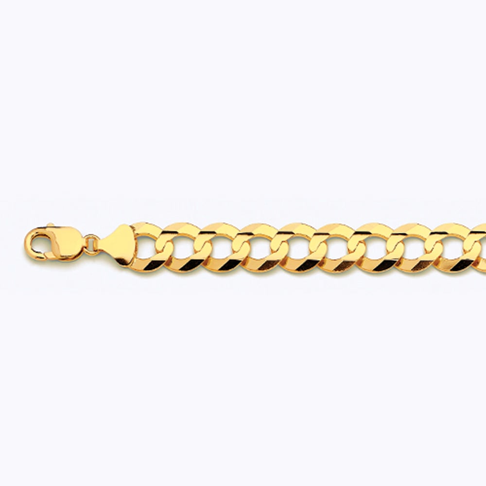 14k 14mm Yellow Gold Solid Curb 20" - Image 2